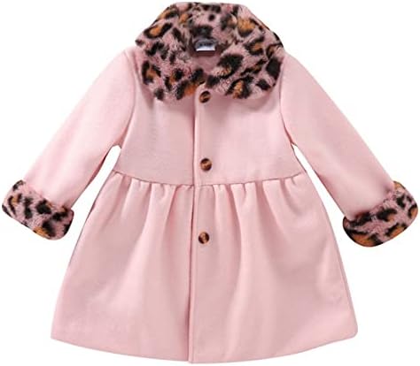 Kisgyermek Gyermekek Lányok Téli Hosszú Ujjú Leopárd mintás Rózsaszín Gyapjú Kabát, Dzseki babys Ruha, Kabát Lányoknak