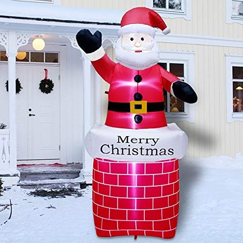 ATDAWN 7 ft Karácsonyi Felfújható Mikulás a Kéményen, Felrobbantani Mikulás, Felfújható Karácsonyi Ünnep Kerti Gyep, Udvar