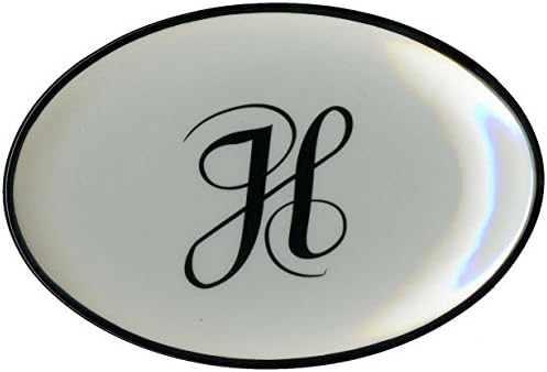 H - Mud Pie Monogram Első Érmét Jogosultja vagy szappantartó 257308 5.5x3.75x.75 Fehér, Fekete